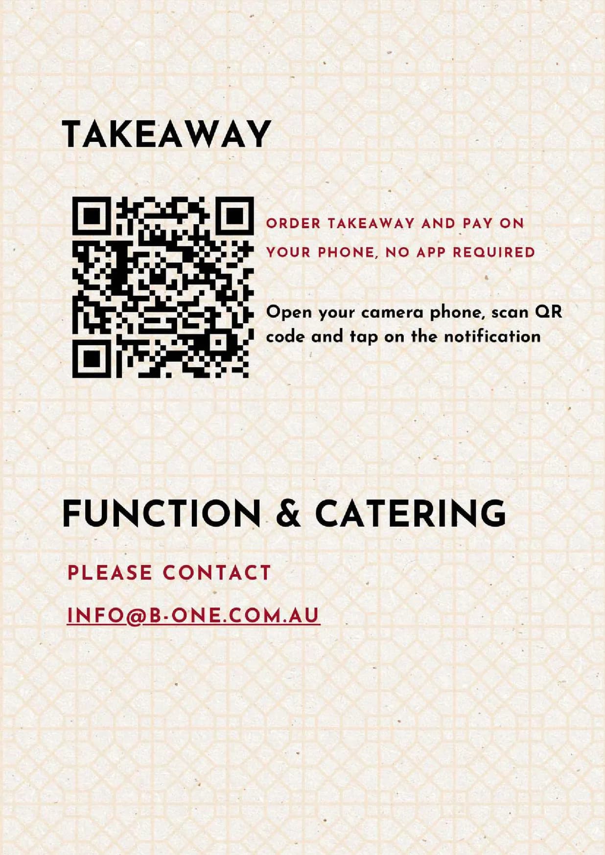 B ONE Restaurant menu, page 20
