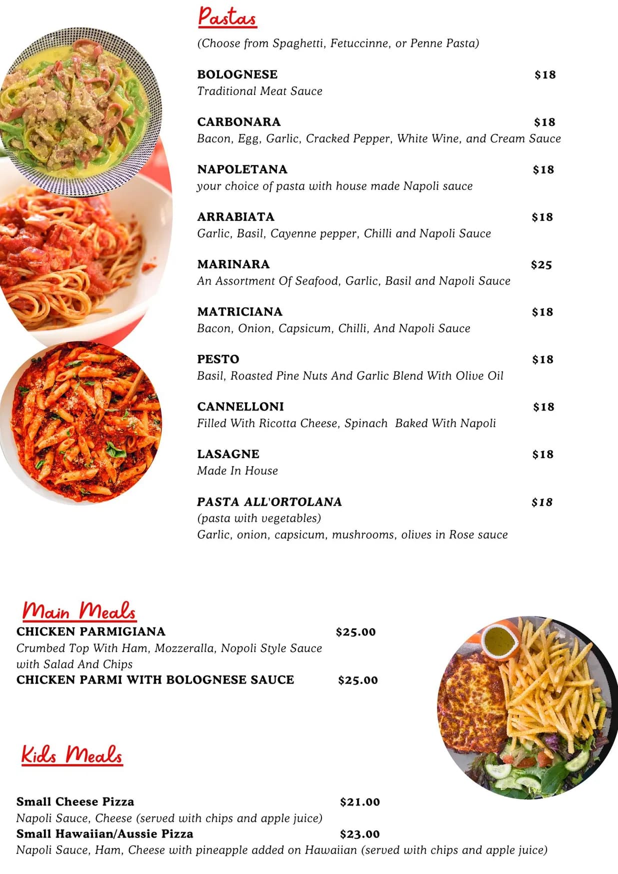 Martinellas Brighton Bay Pizza menu, page 4