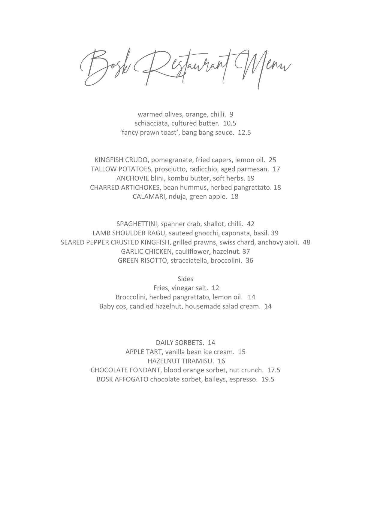 Bosk menu, page 3