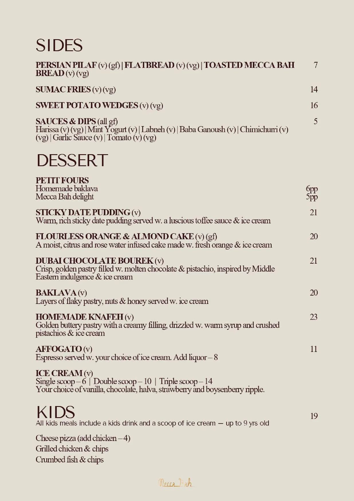 Mecca Bah menu, page 6