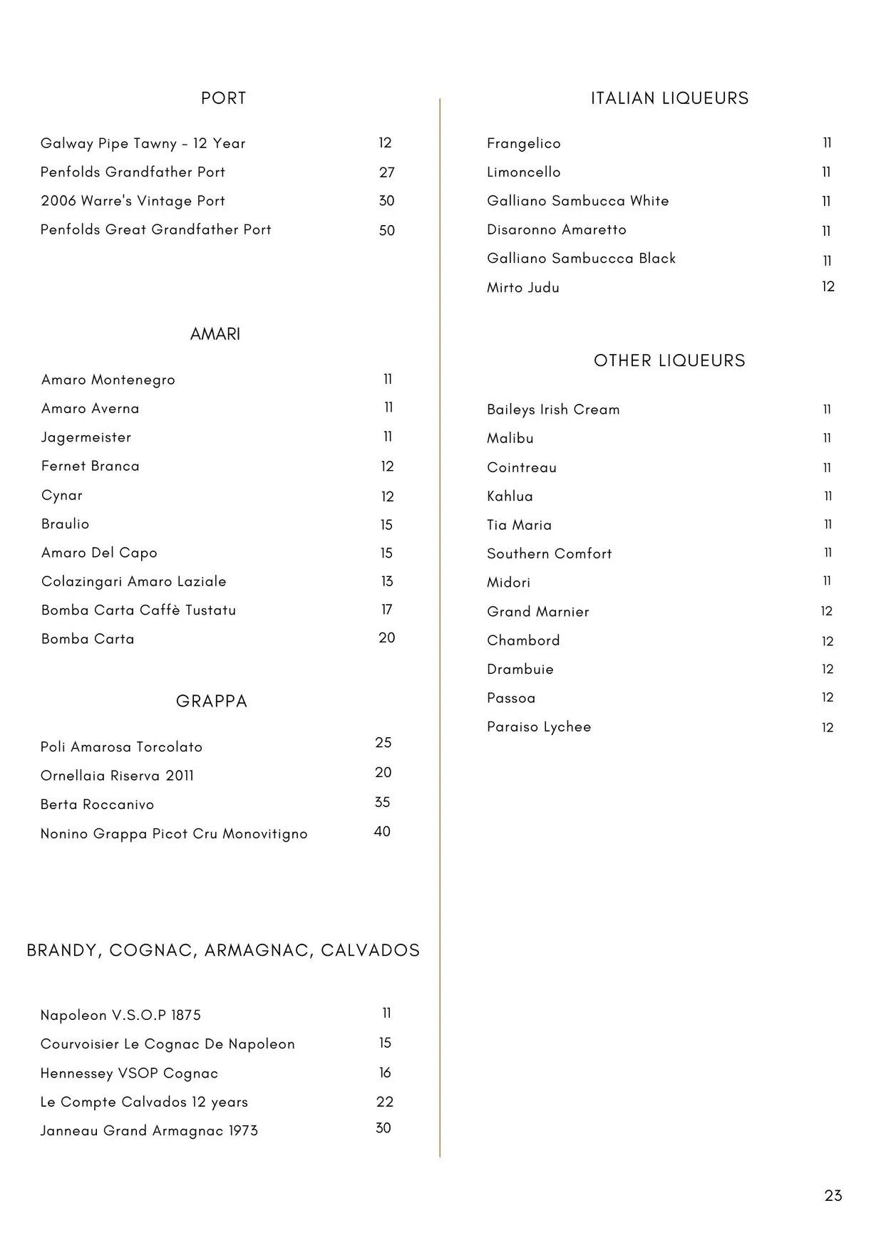 Antica menu, page 27