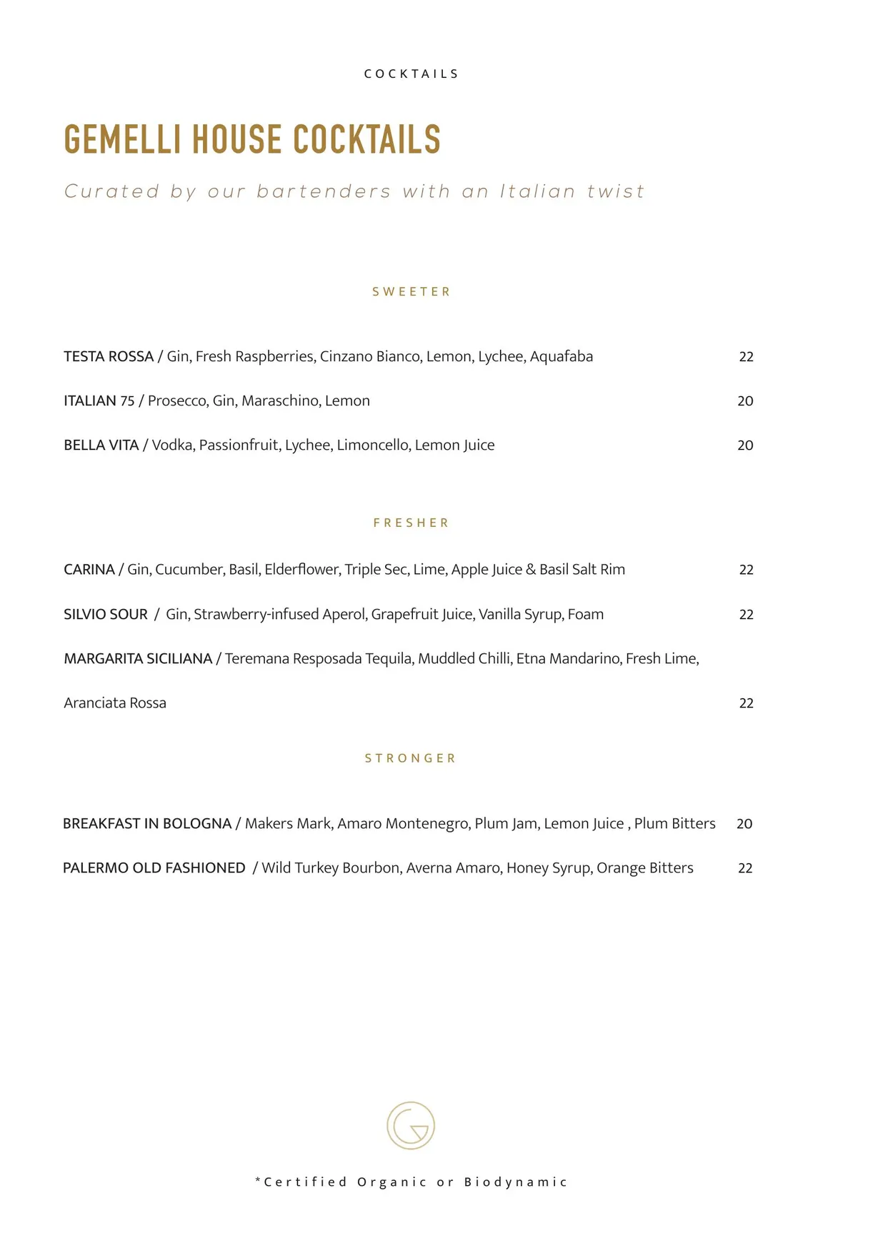 Gemelli Italian menu, page 9