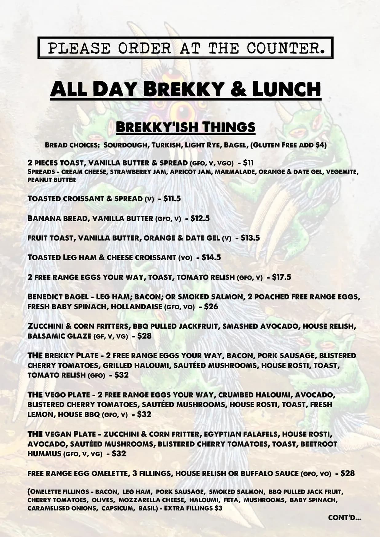 Dark Arts Cafe & Bar menu, page 3
