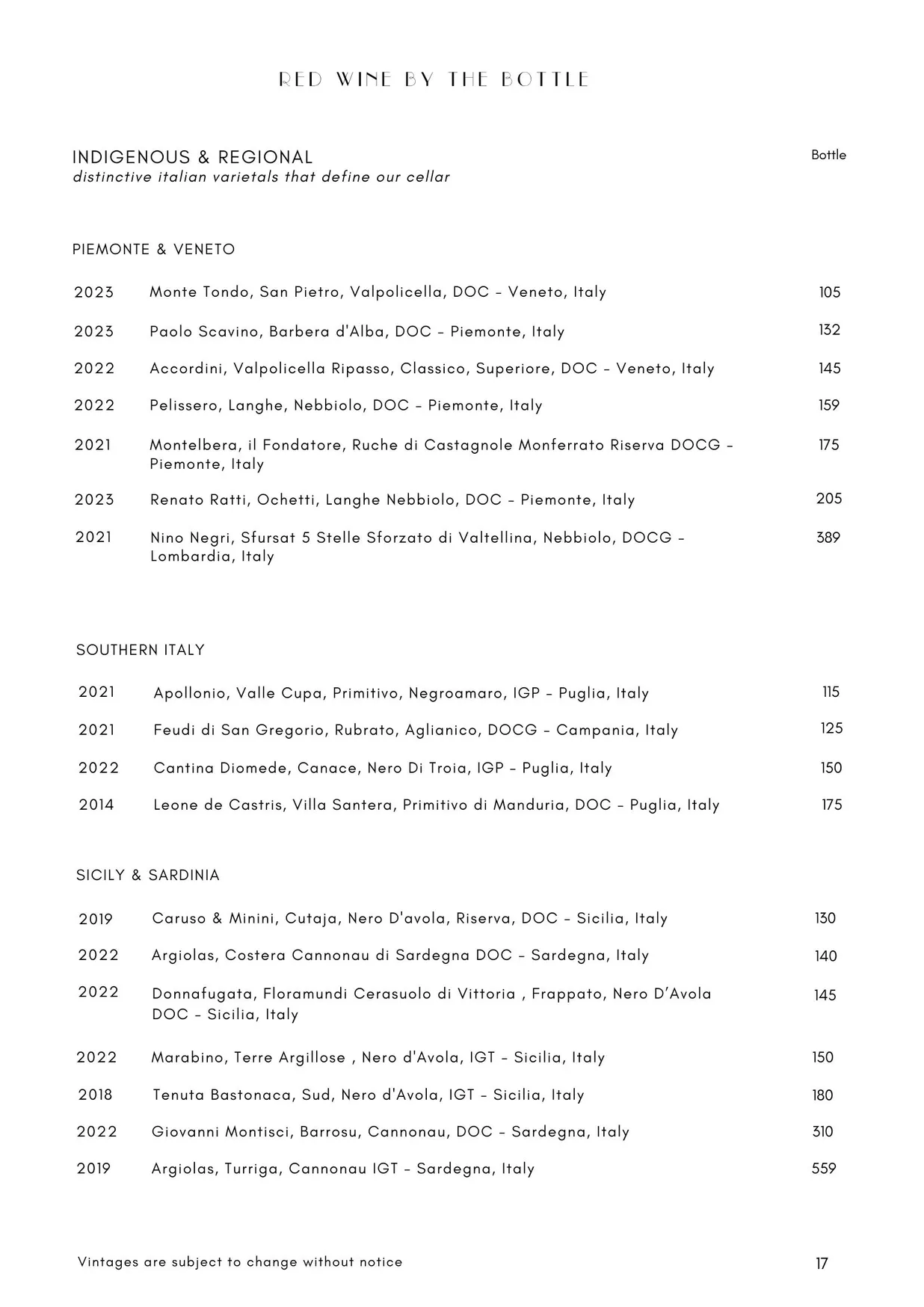 Antica menu, page 21