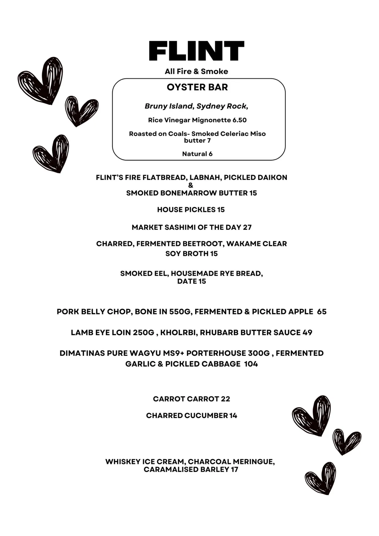 Flint menu, page 1