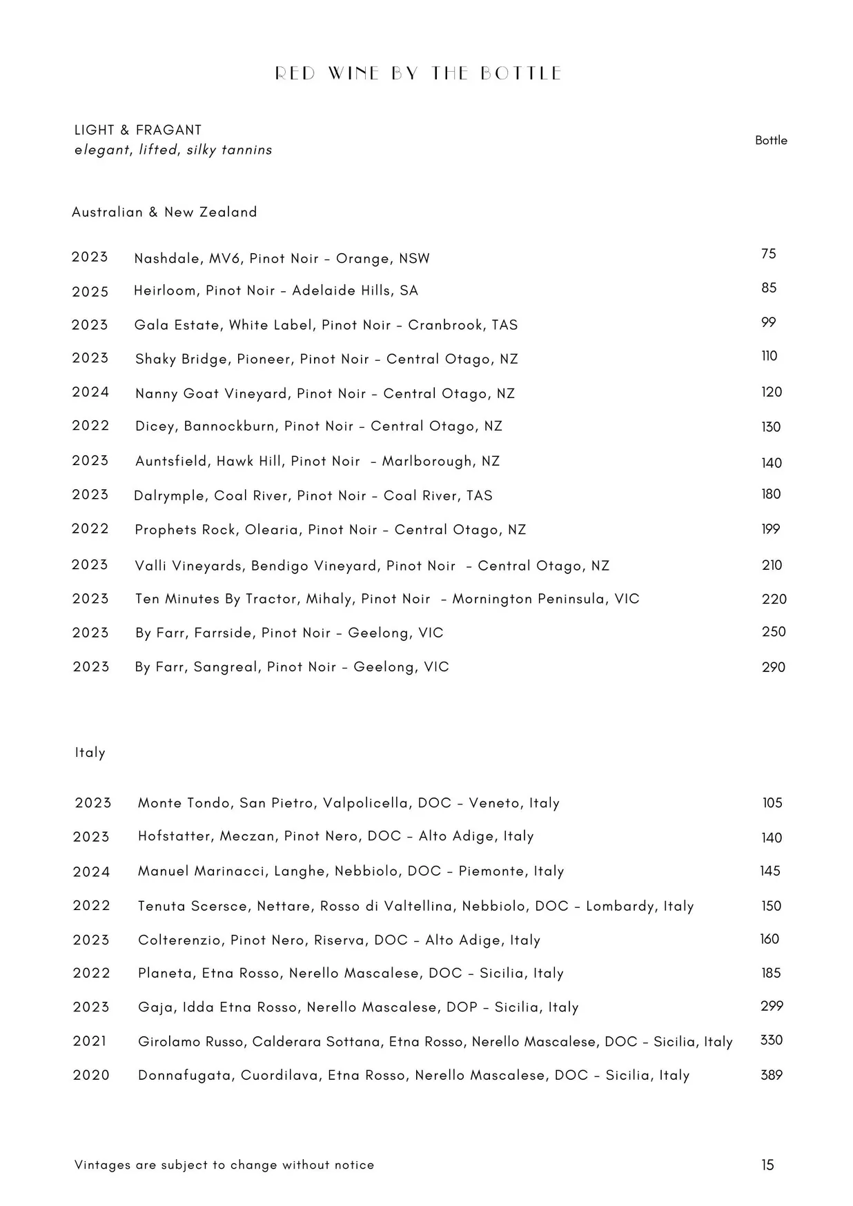 Antica menu, page 19