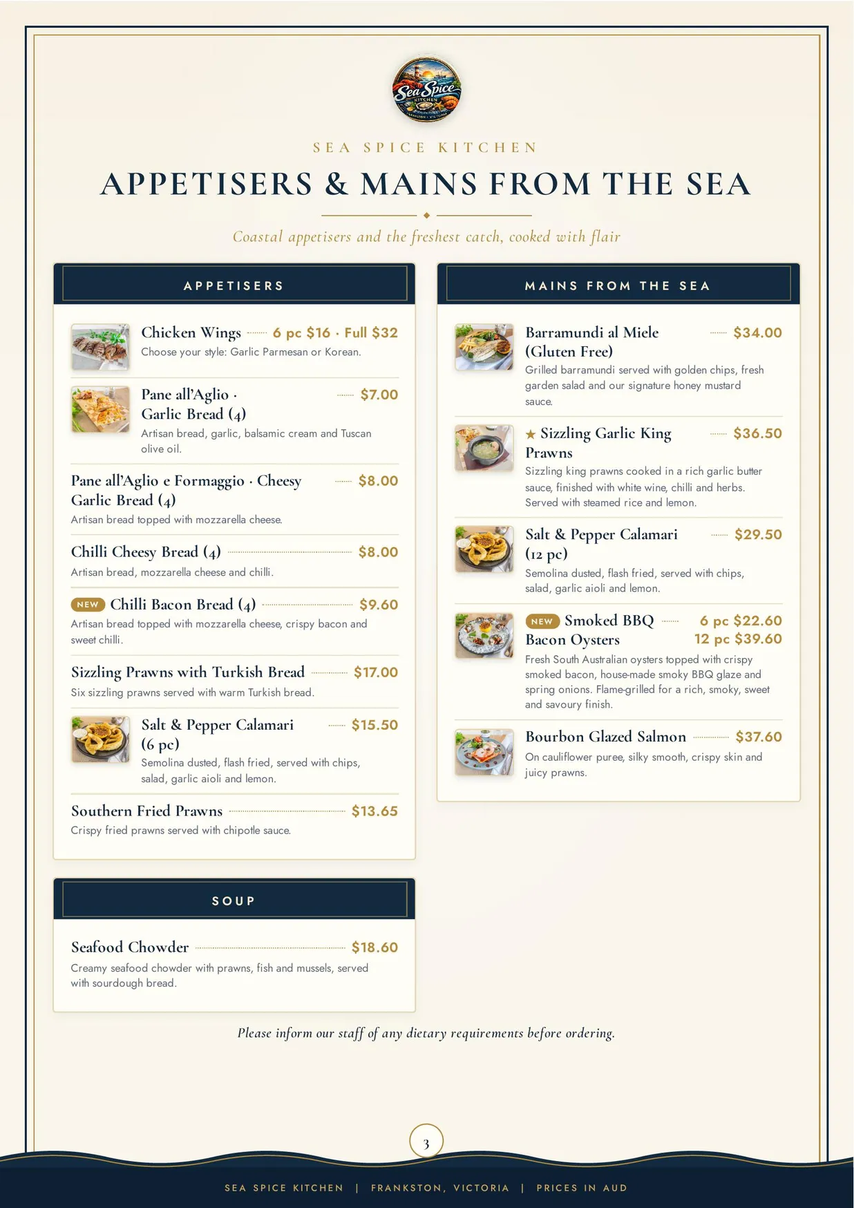 Sea Spice Kitchen menu, page 3