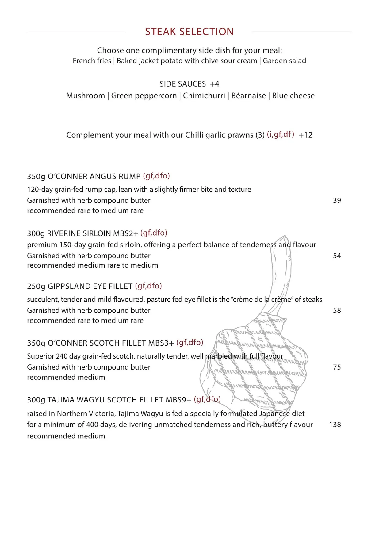 Manly Grill menu, page 4