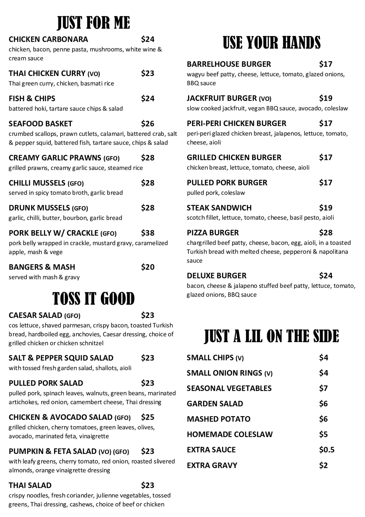 Barrelhouse Saloon & Eatery - O'Connor menu, page 3