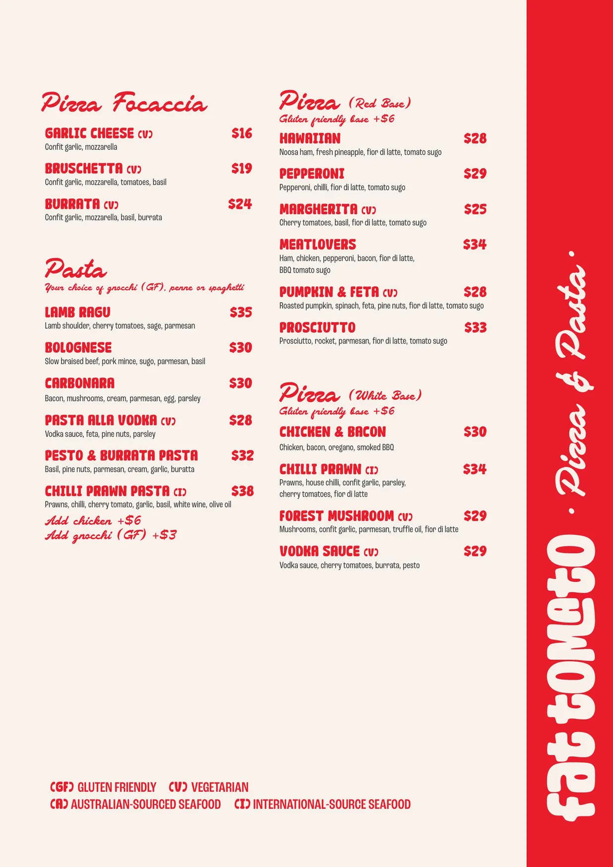 The Collective menu, page 3
