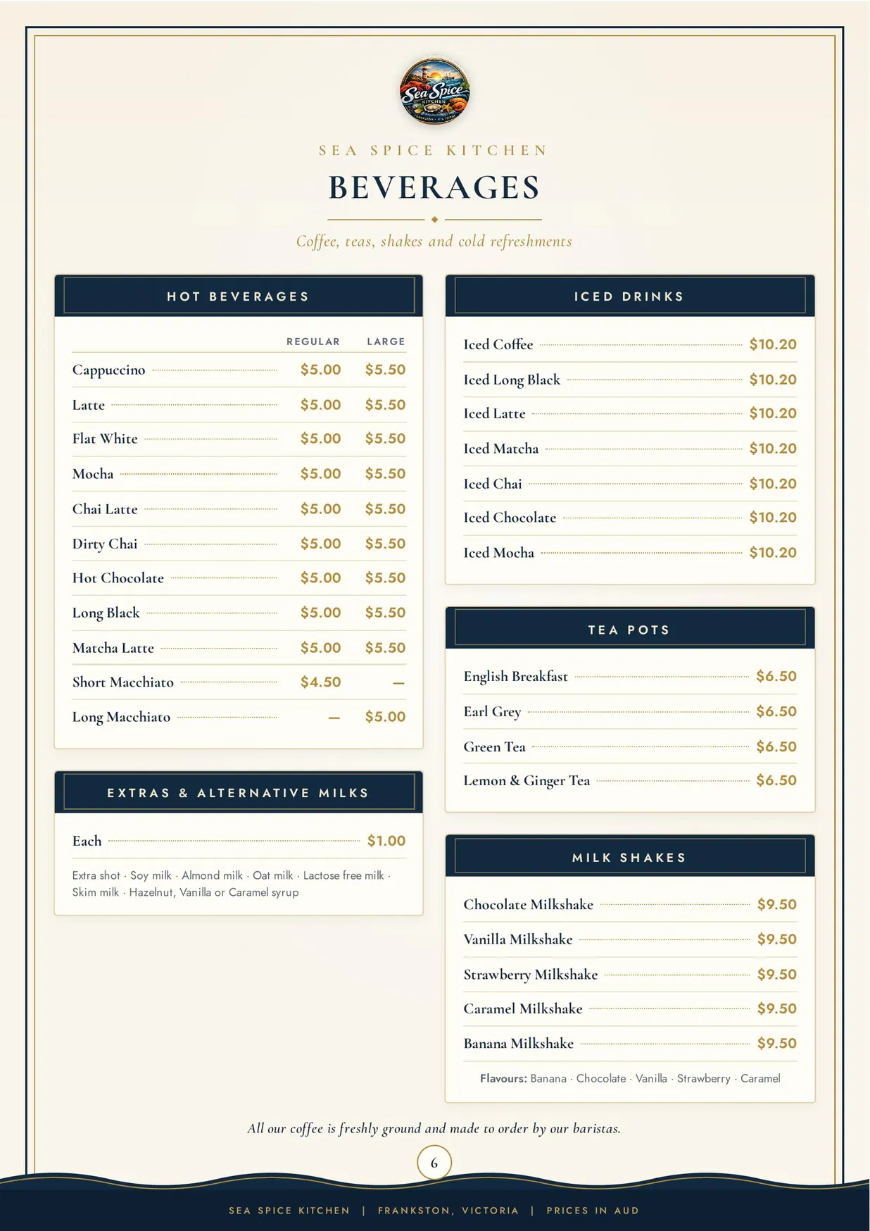 Sea Spice Kitchen menu, page 6