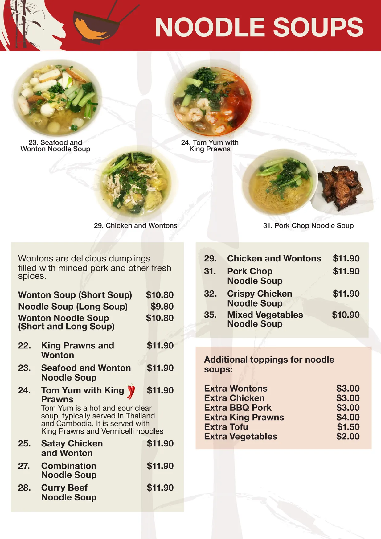 Top Choice menu, page 1