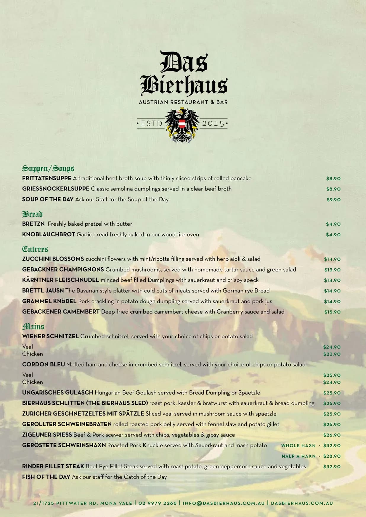 Das Bierhaus menu, page 2