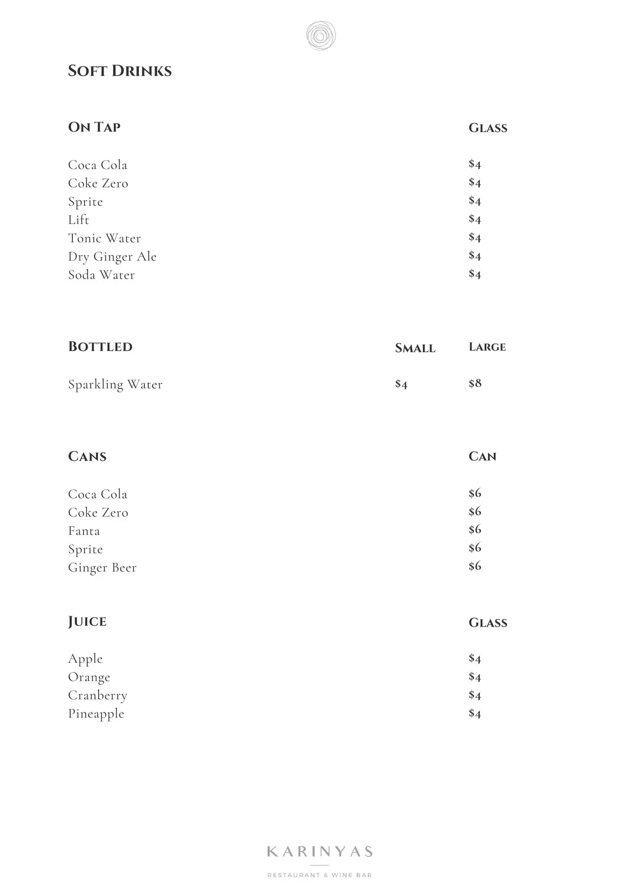 Karinyas Restaurant & Wine Bar menu, page 19