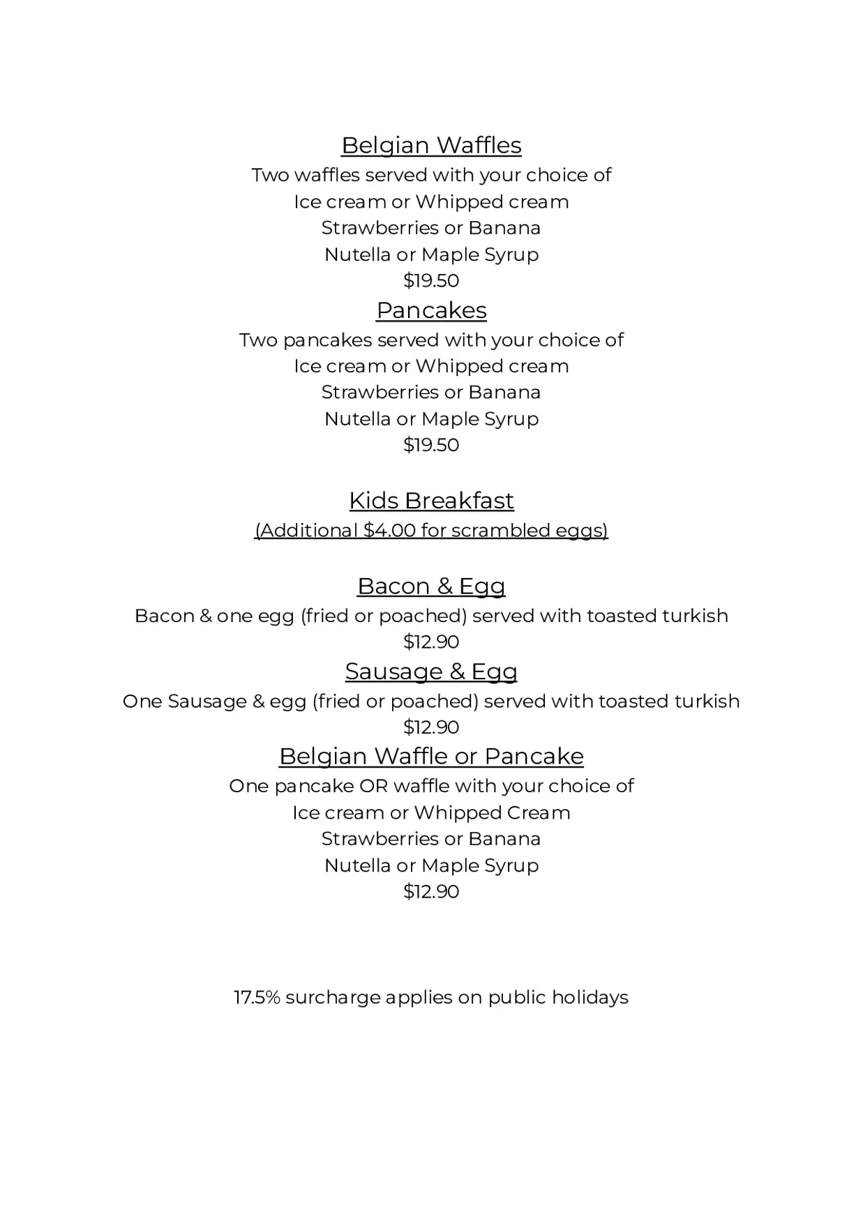 Charlie’s Cafe and Bar menu, page 11