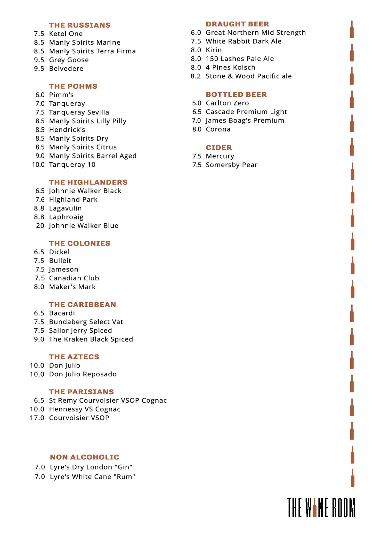 The Wine Room Bar & Restaurant menu, page 5