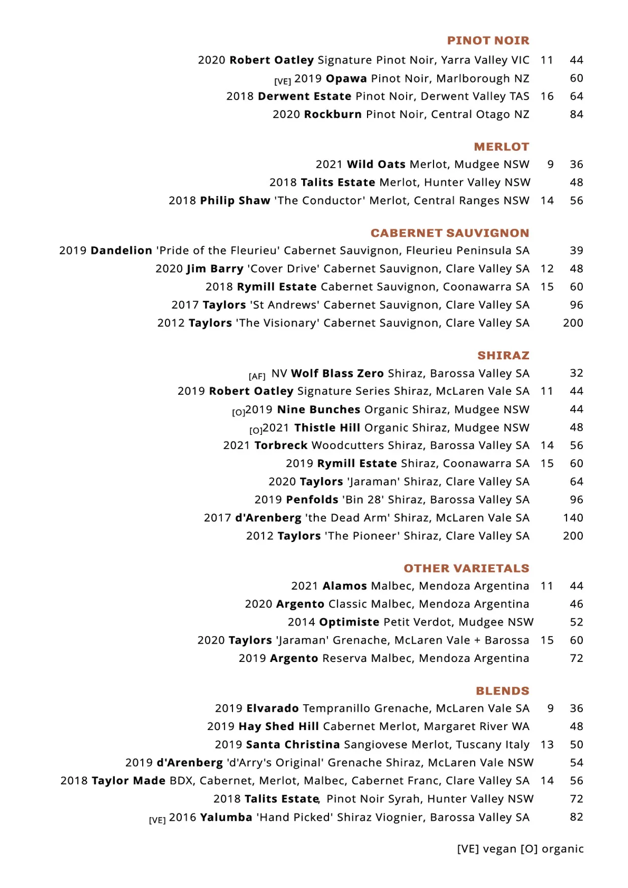 The Wine Room Bar & Restaurant menu, page 3