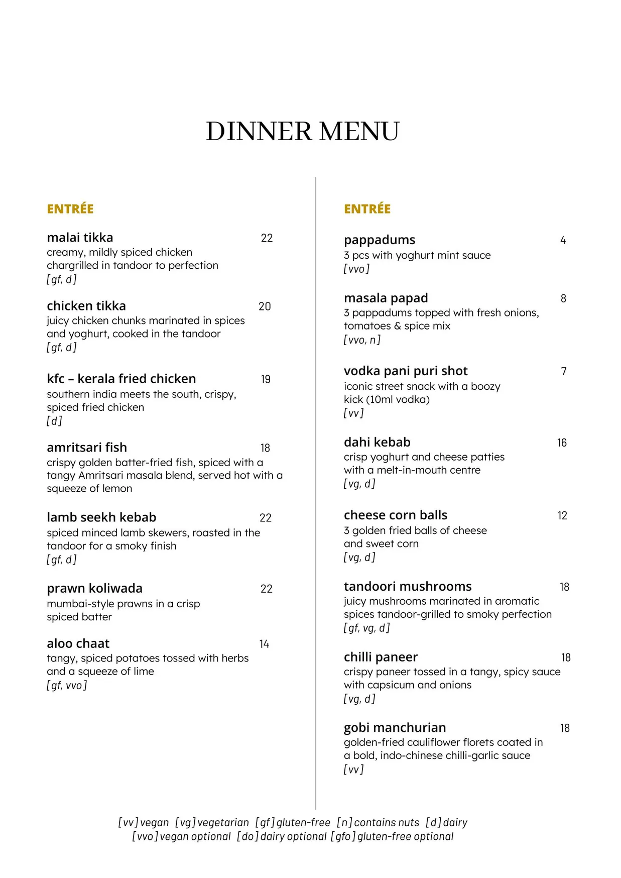 Raas Indian menu, page 5