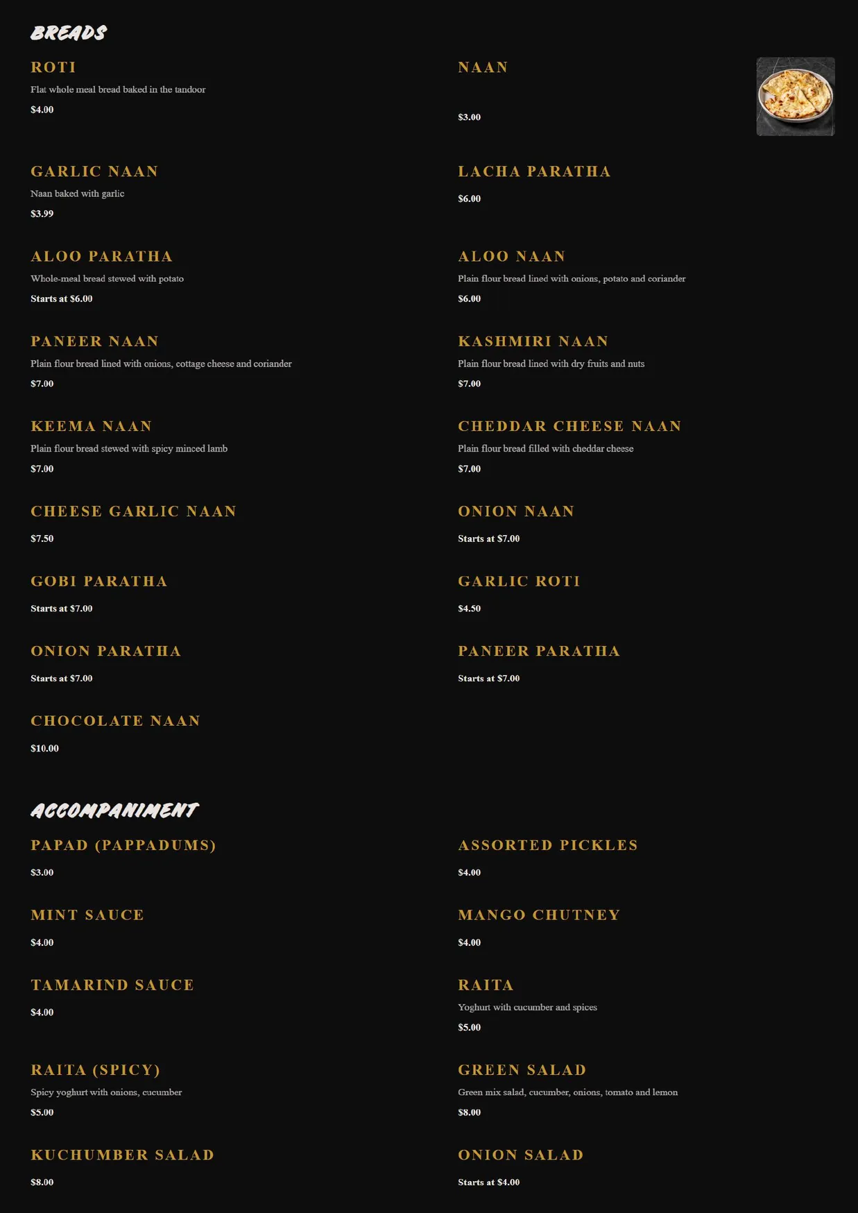 Spice Bridge Restaurant and Bar menu, page 4