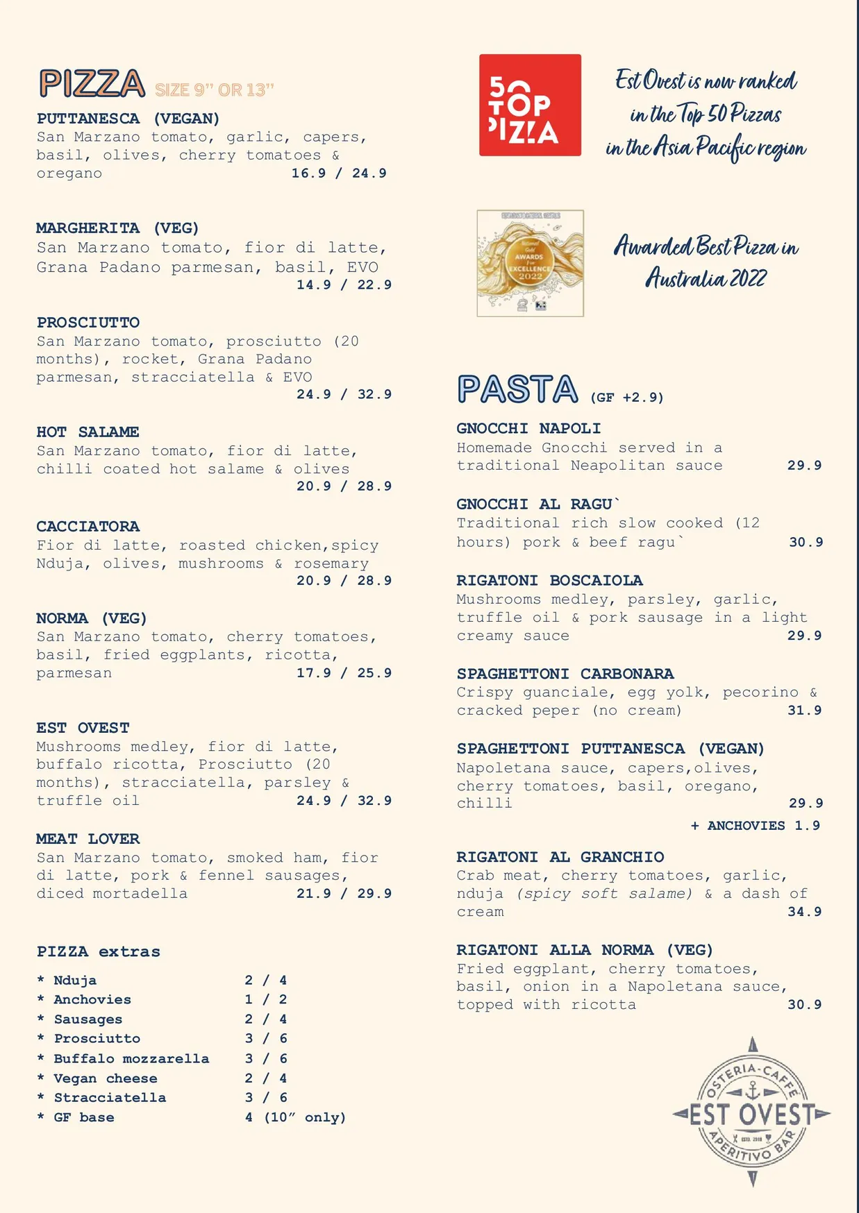 Est Ovest menu, page 2