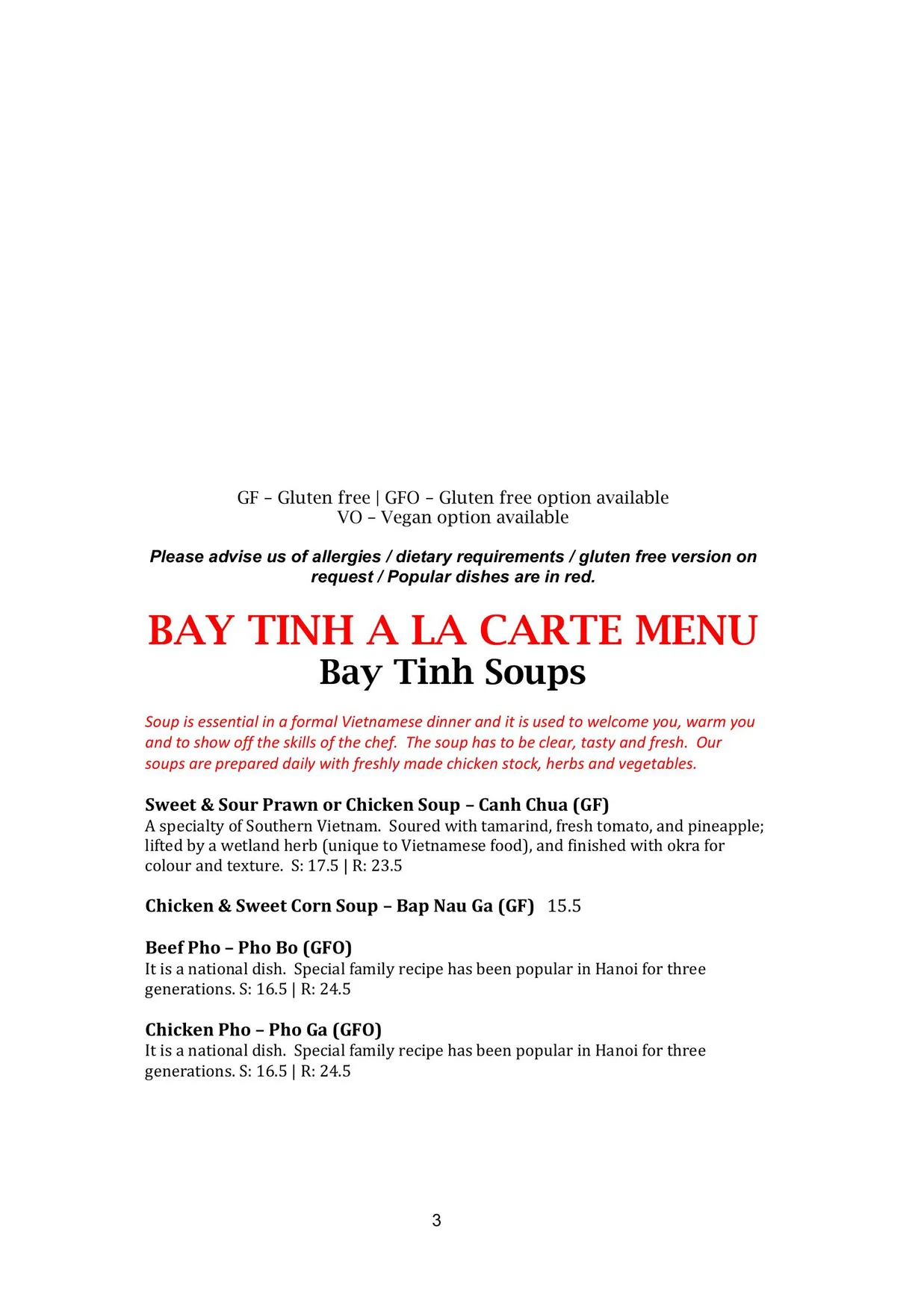 Bay Tinh menu, page 3