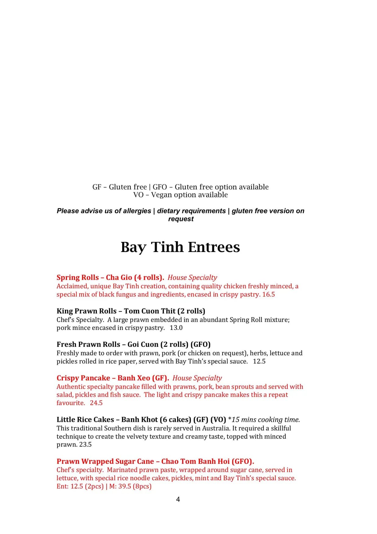 Bay Tinh menu, page 4
