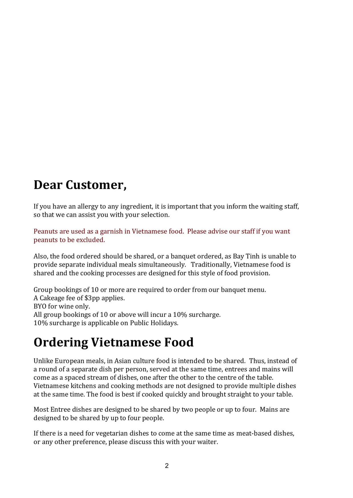 Bay Tinh menu, page 2