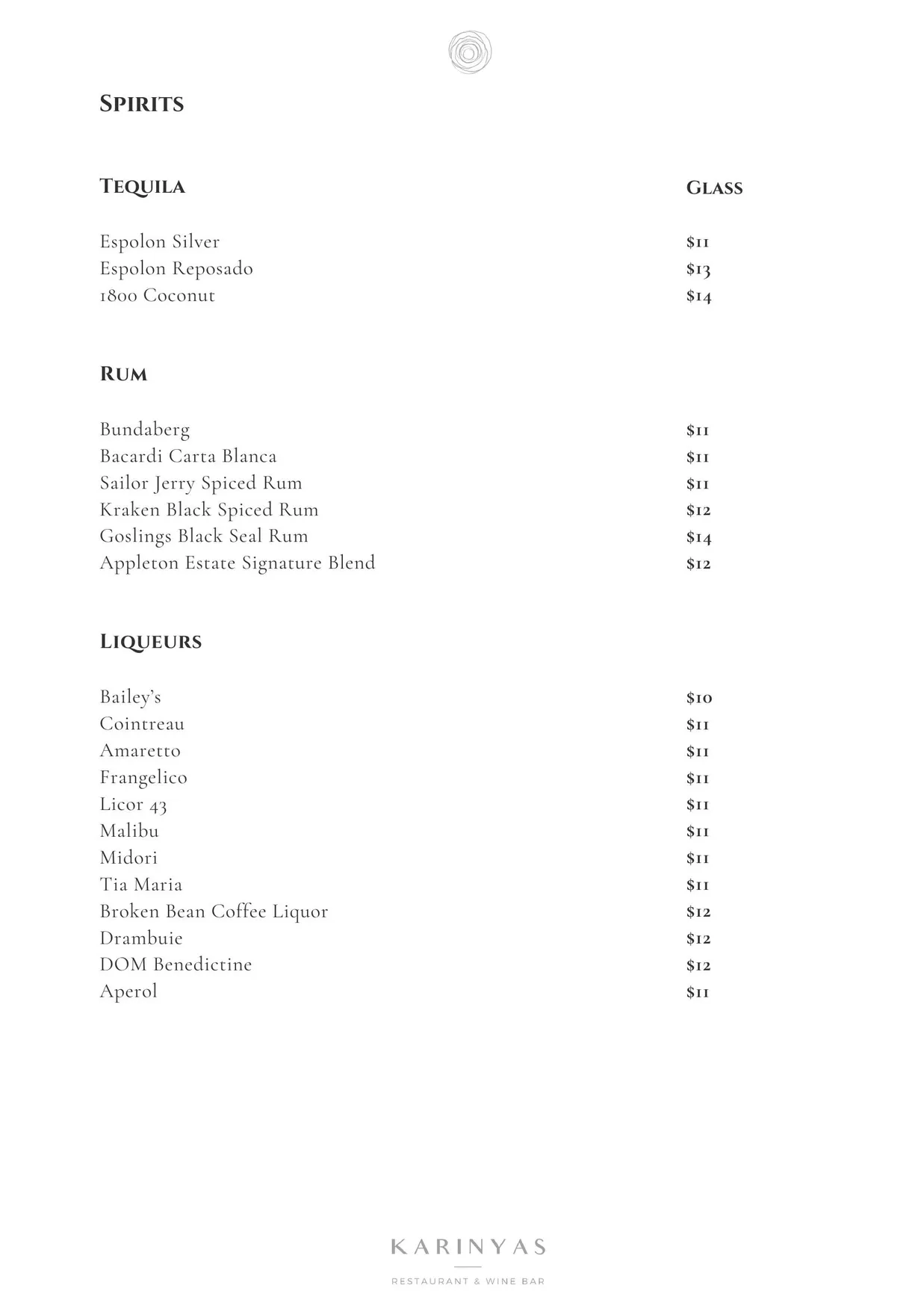 Karinyas Restaurant & Wine Bar menu, page 18