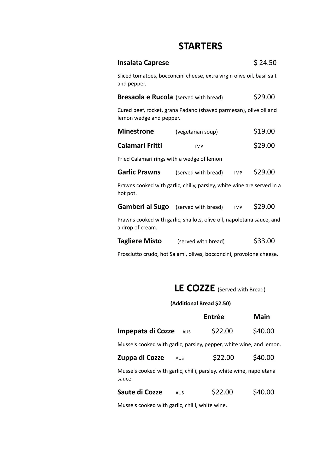 Gelbison menu, page 1