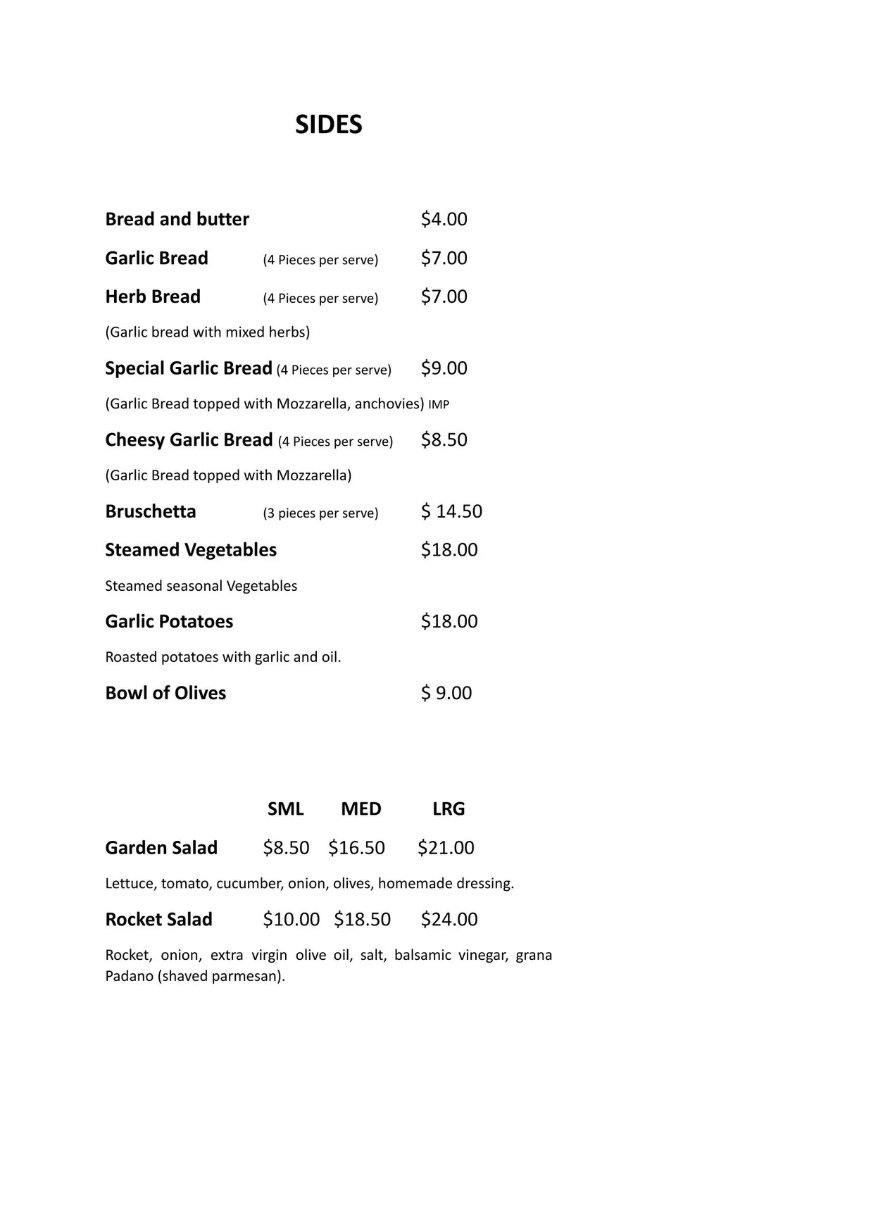 Gelbison menu, page 2