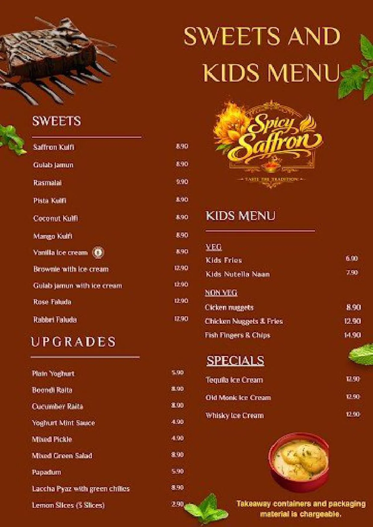 Spicy Saffron menu, page 6