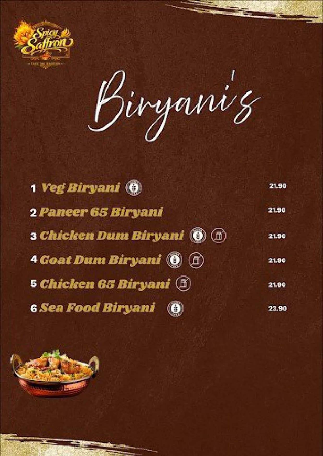 Spicy Saffron menu, page 4