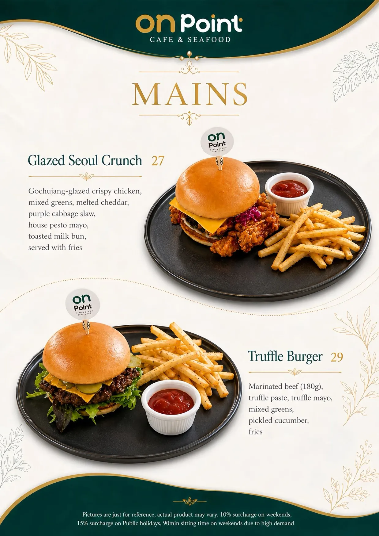 On Point Café & Seafood menu, page 4