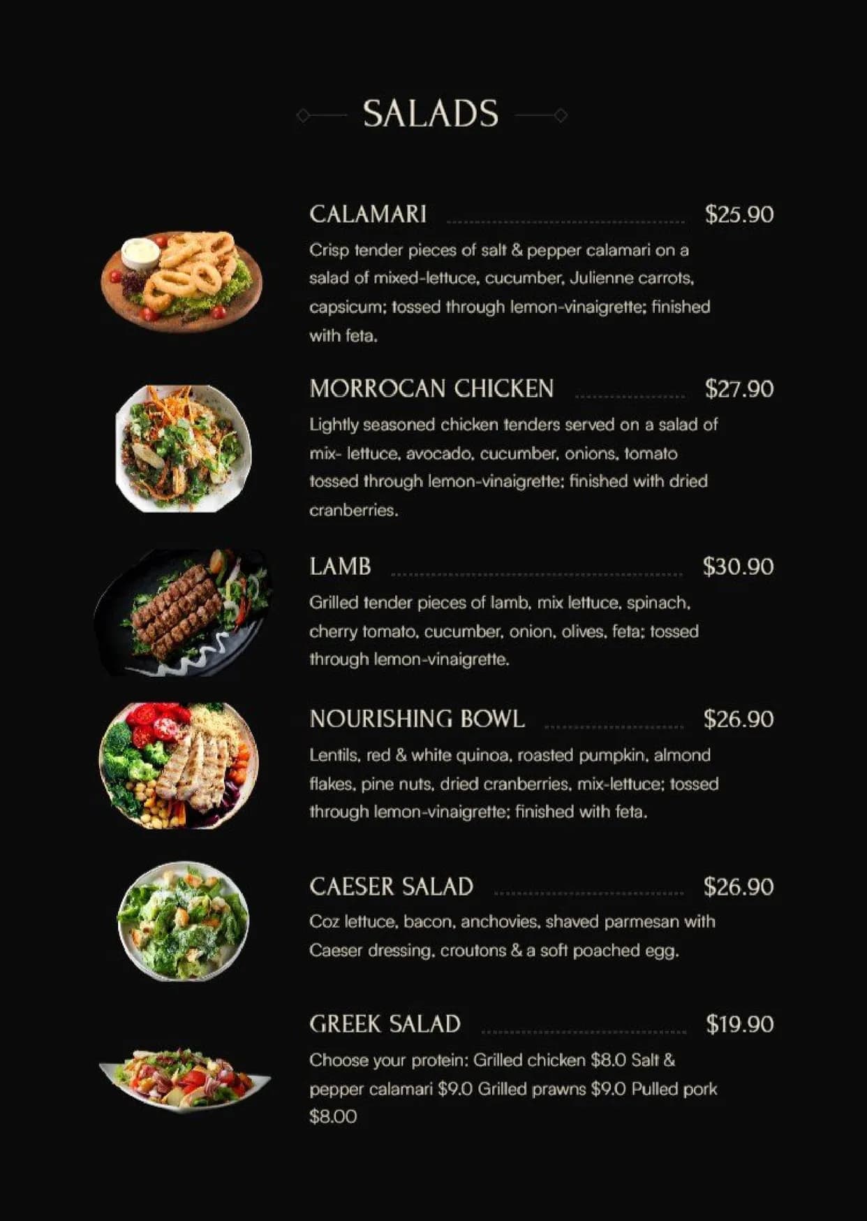 Atomic Bar menu, page 1
