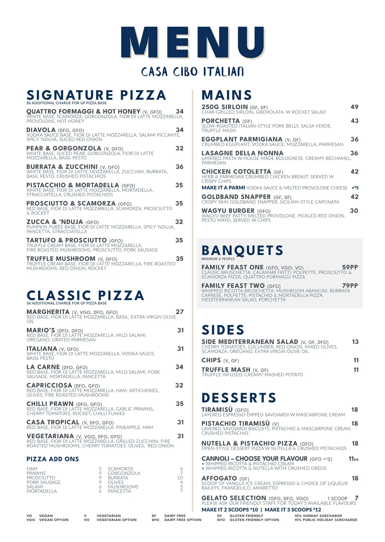 Casa Cibo menu, page 2