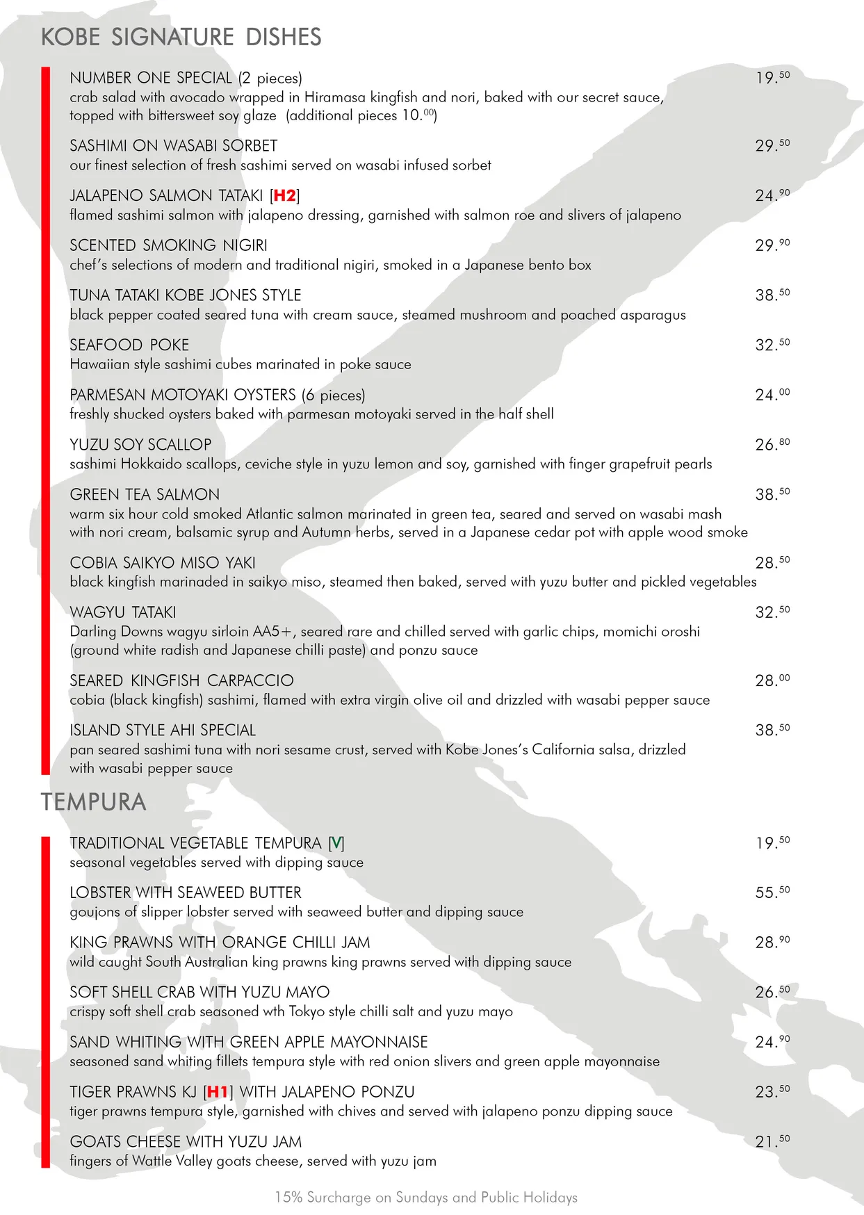 Kobe Jones menu, page 3