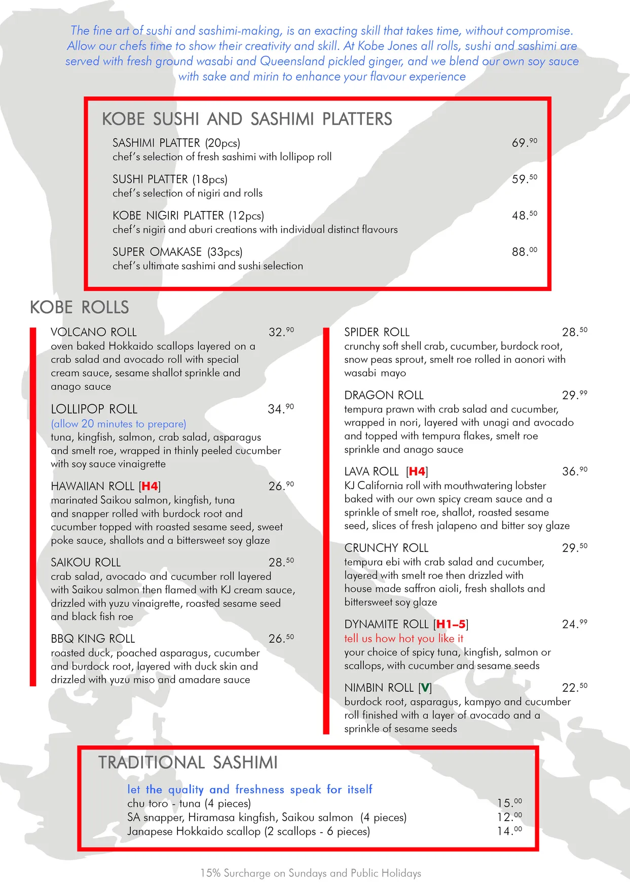 Kobe Jones menu, page 6