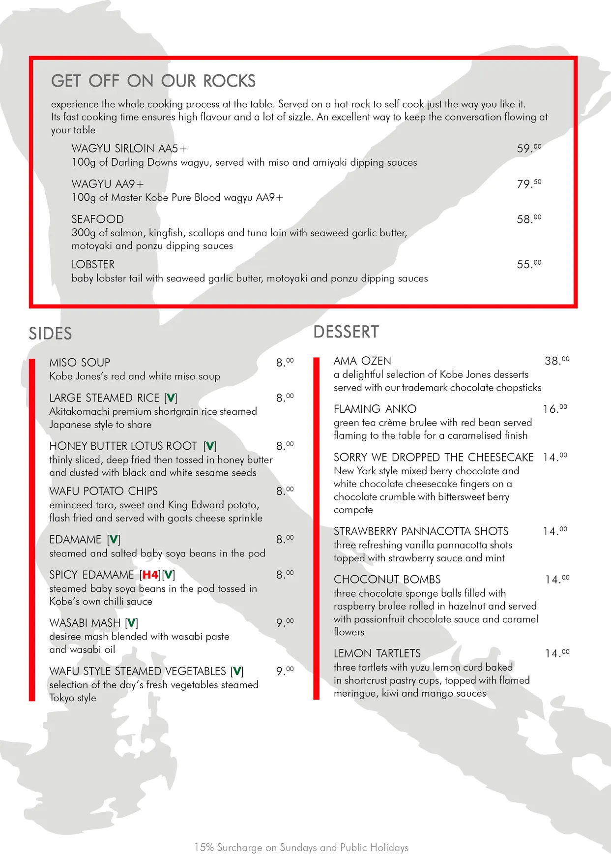 Kobe Jones menu, page 2
