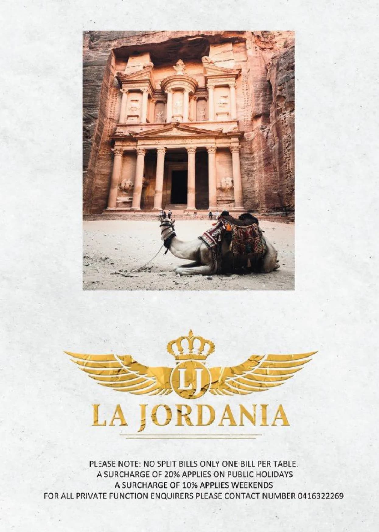 La Jordania Restaurant And Shisha Lounge menu, page 1