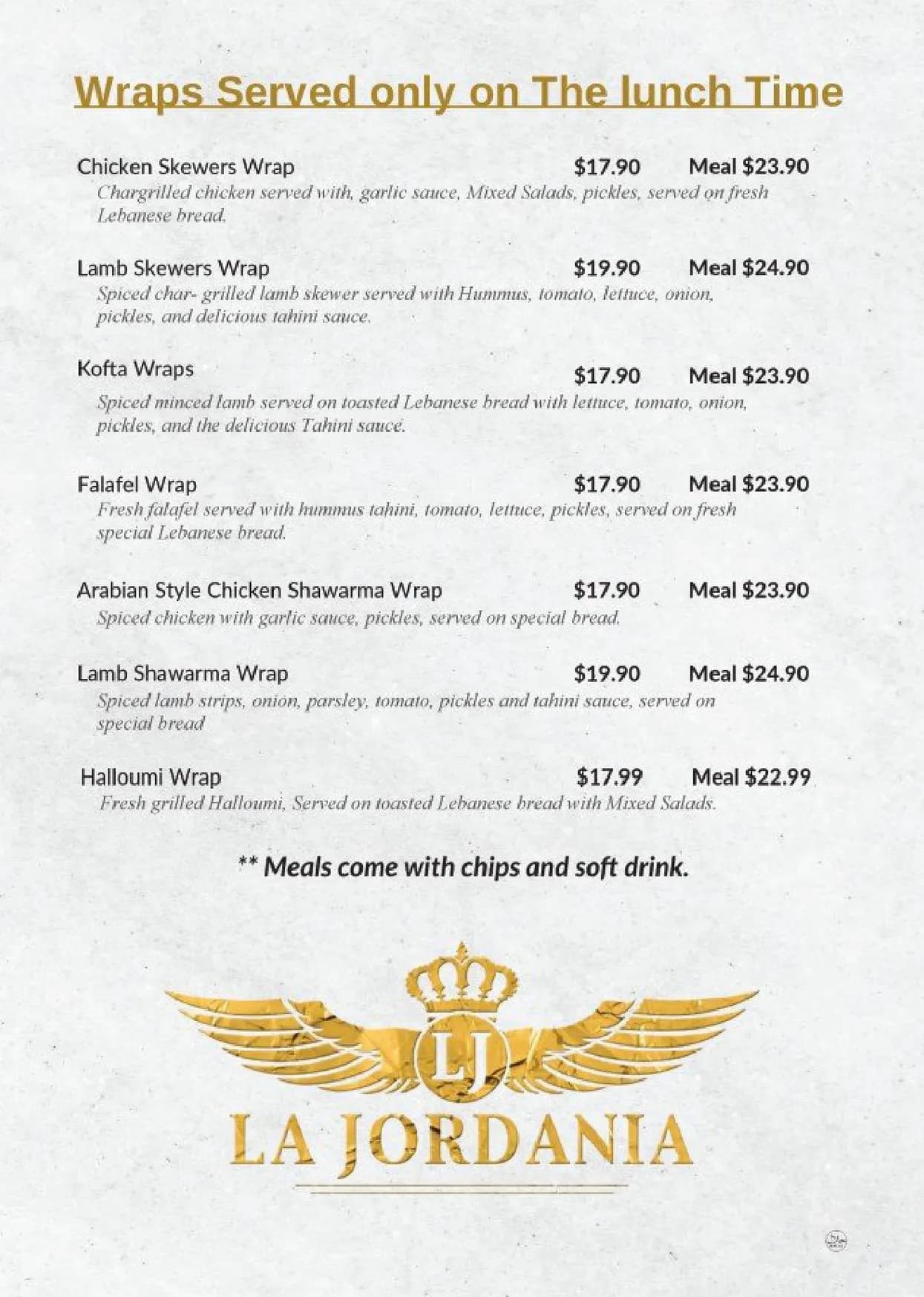 La Jordania Restaurant And Shisha Lounge menu, page 16
