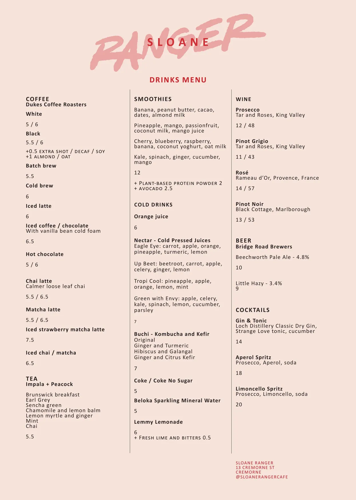 Sloane Ranger menu, page 2
