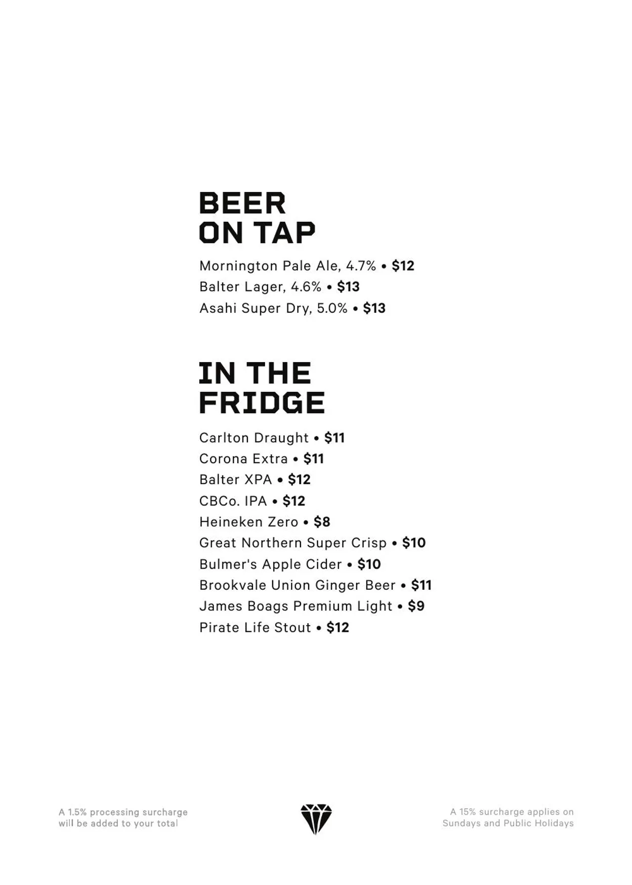The Stolen Gem Rooftop Bar menu, page 3