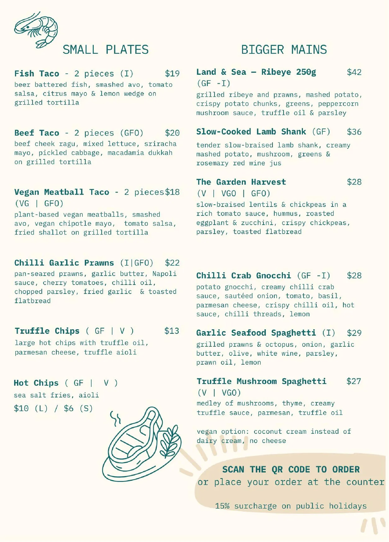 The Baycrest menu, page 3