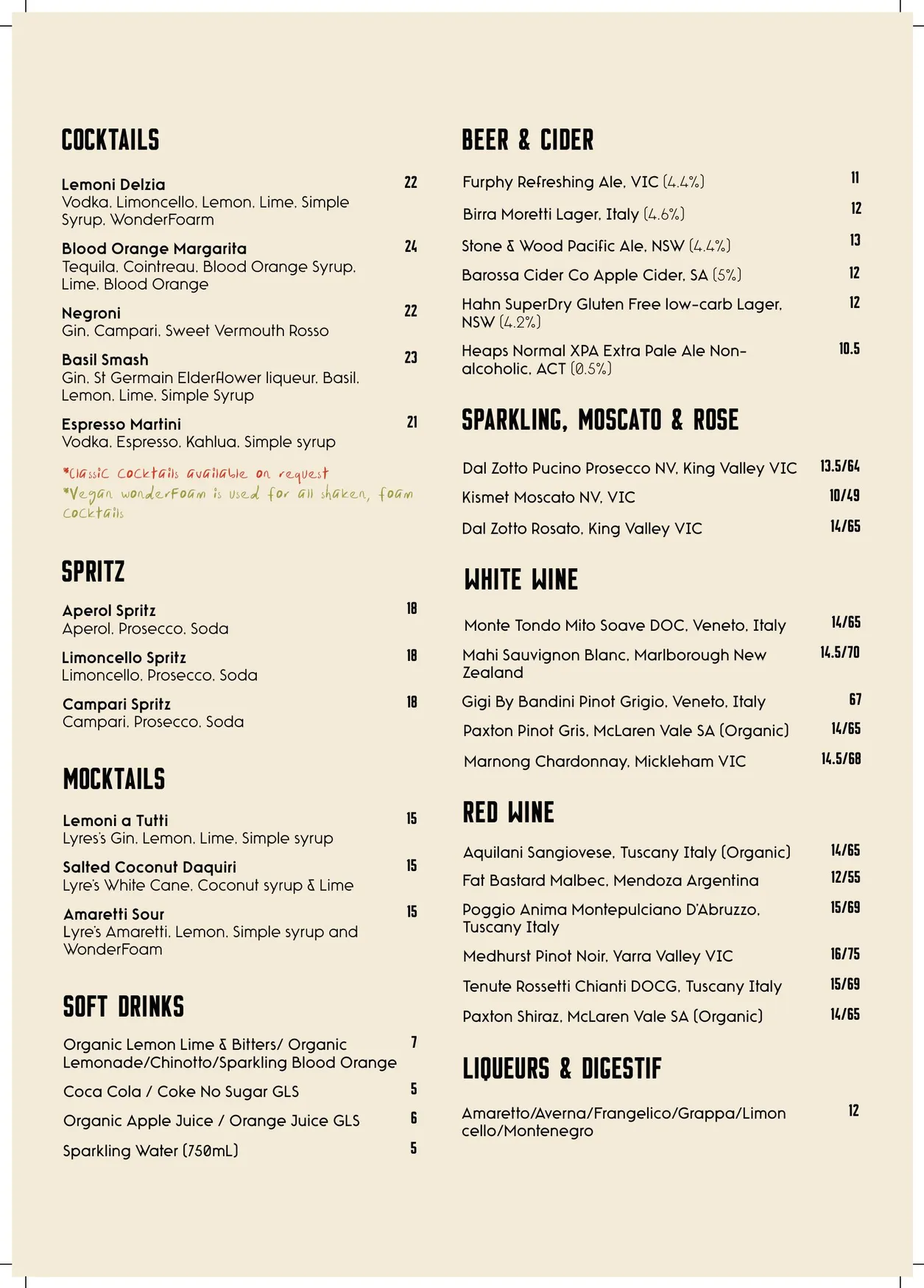 Farro Pizzeria & Bar menu, page 4