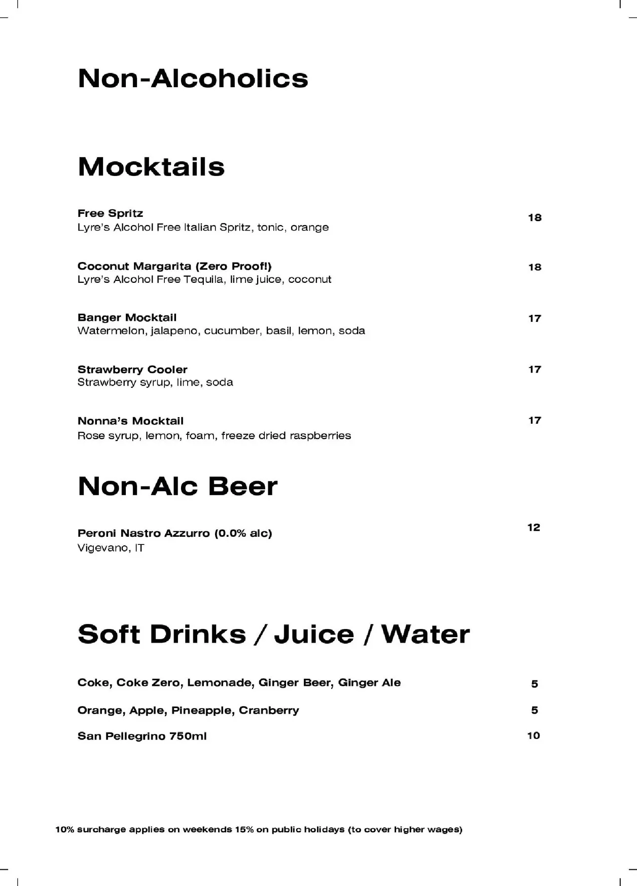 The Mez Club menu, page 7