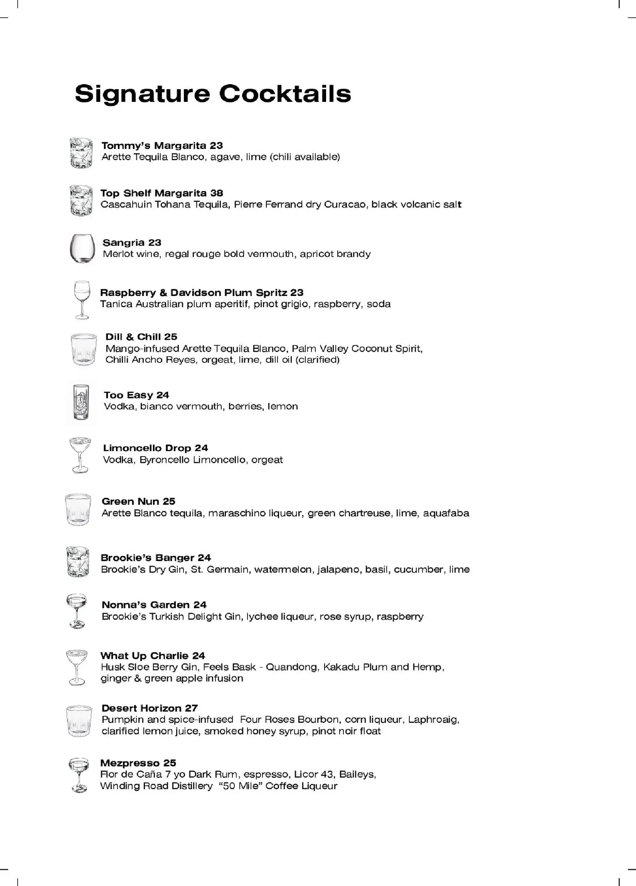 The Mez Club menu, page 4