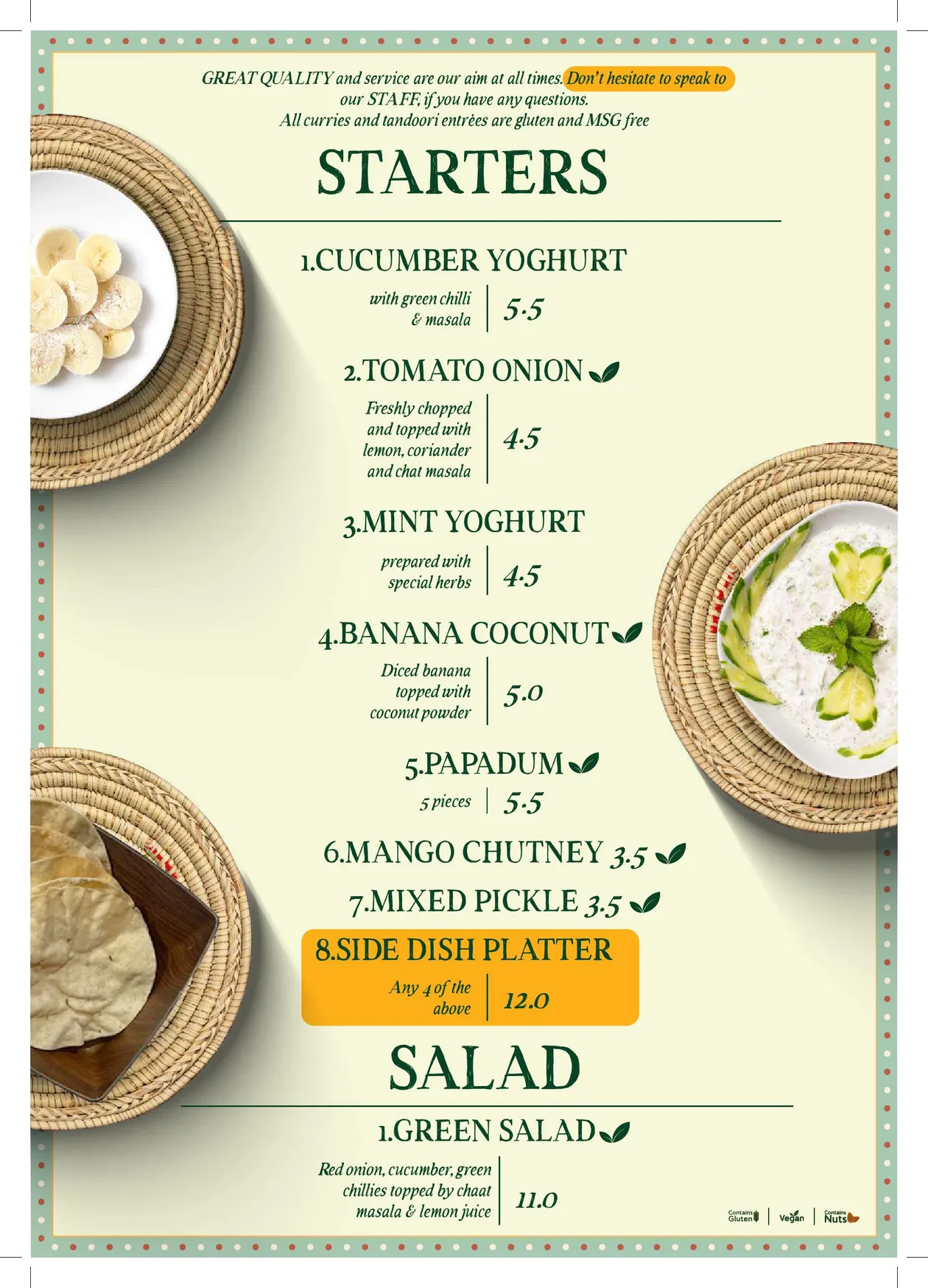 GurTaj Indian menu, page 2