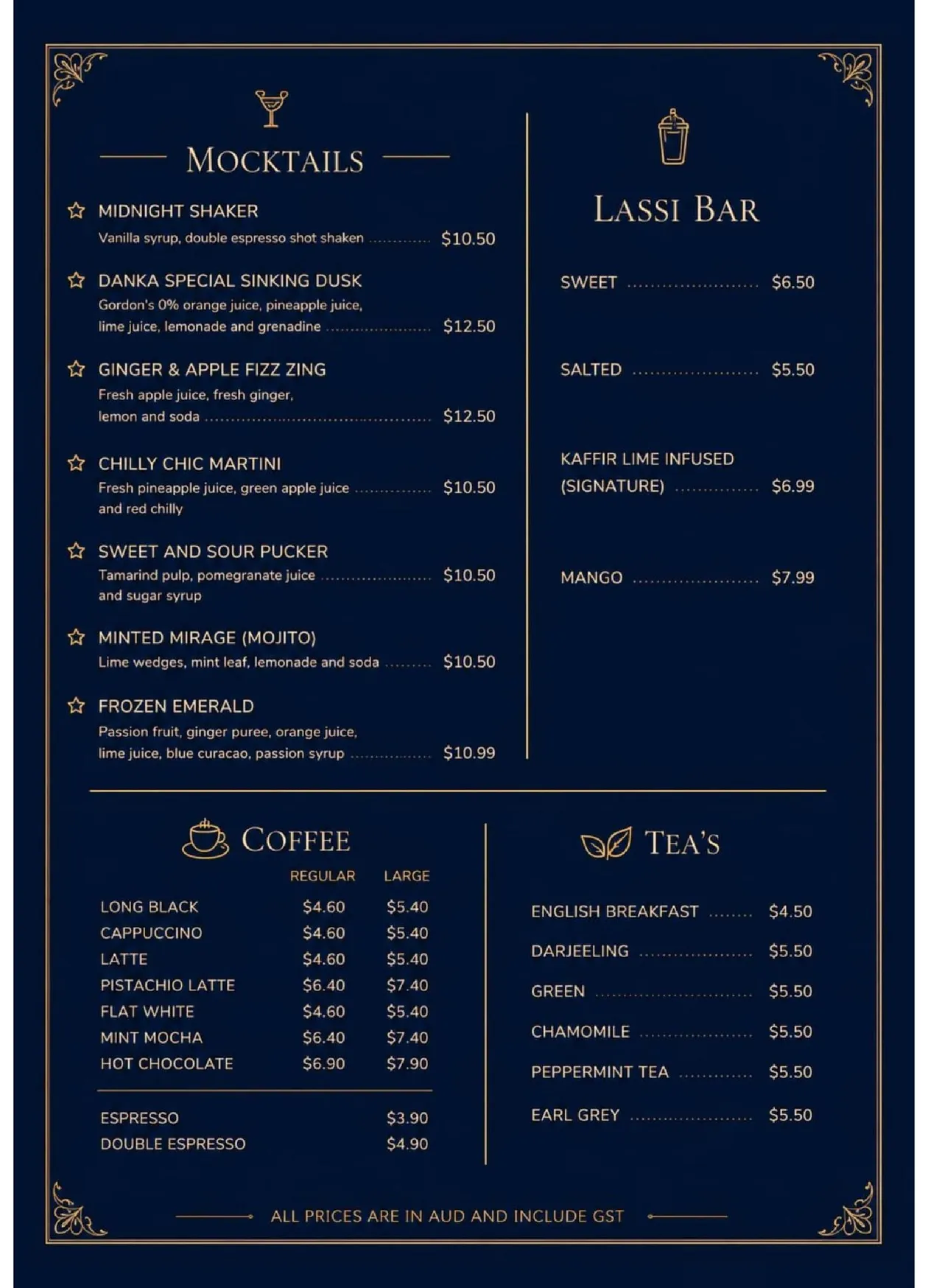 Danka Cafe and Lounge menu, page 7
