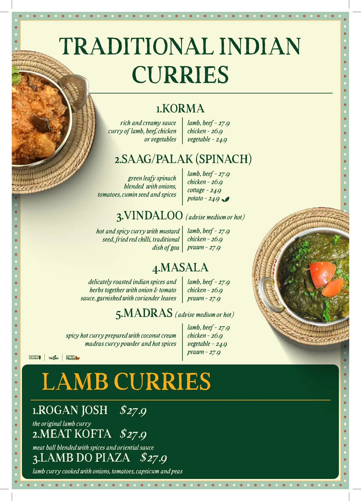 GurTaj Indian menu, page 6