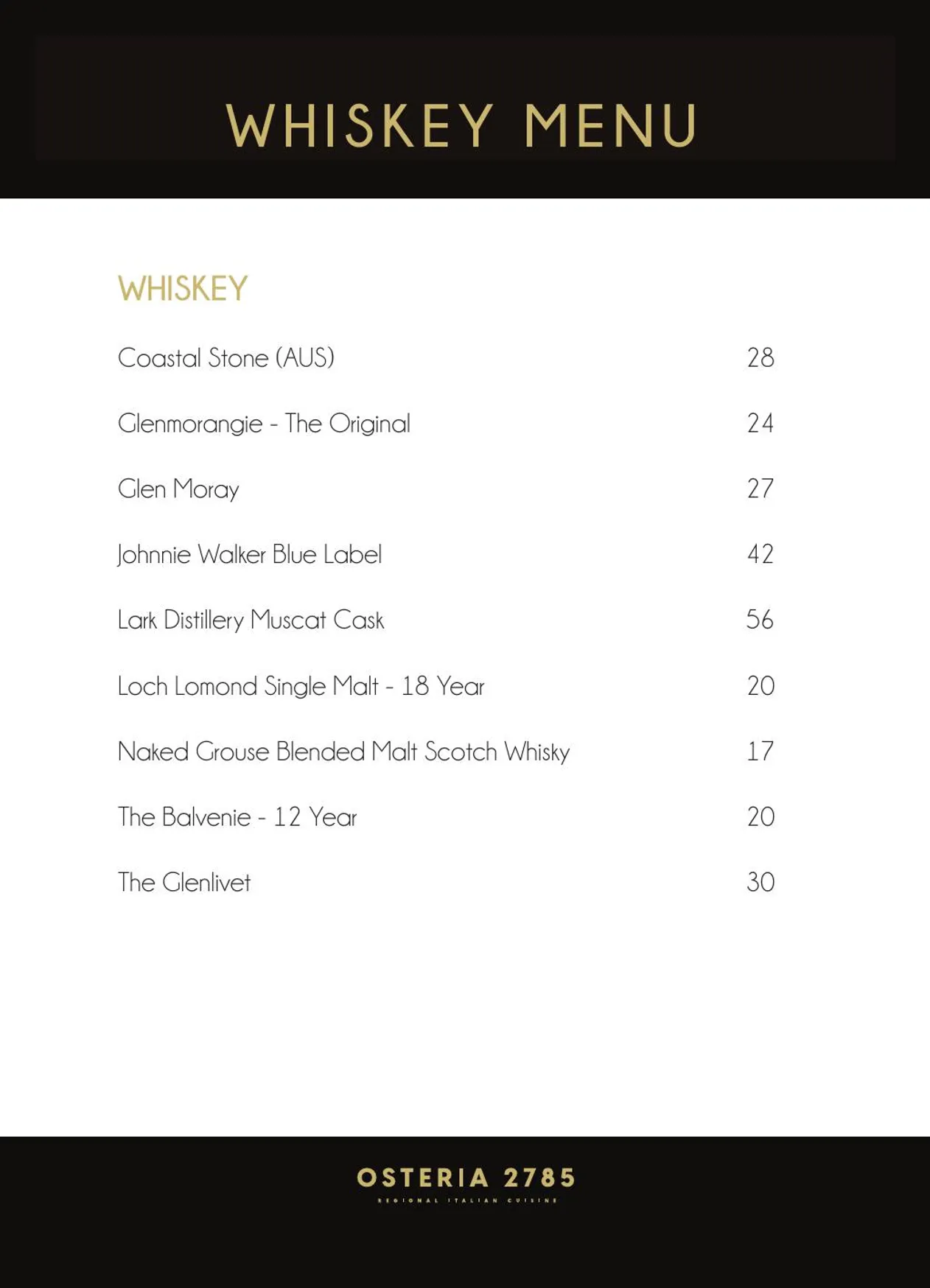 Osteria 2785 menu, page 10